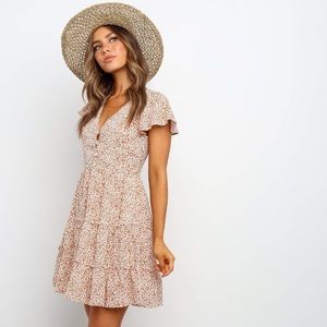 Tan and white flowy dress